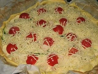 Quiche de calabacín con gambas