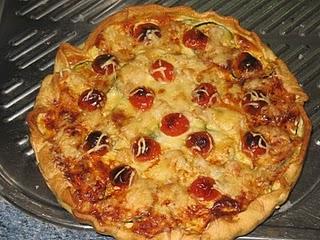 Quiche de calabacín con gambas