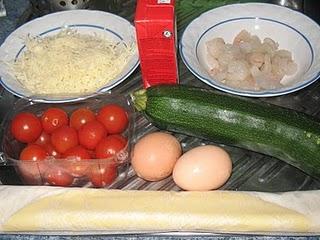 Quiche de calabacín con gambas