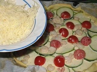 Quiche de calabacín con gambas