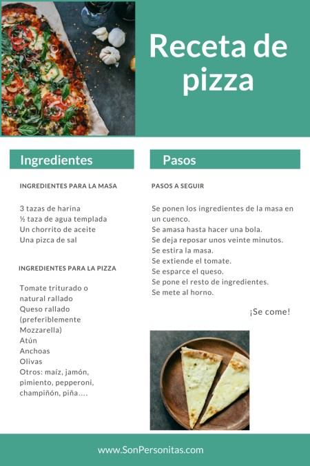 Cocinar con niños: receta de pizza (Infografía)