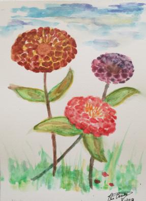 Flores en acuarela 12x20cm