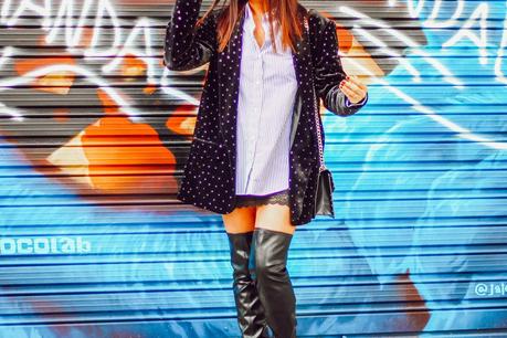 Botas altas negras + Blazer terciopelo Botas altas negras + Blazer terciopelo