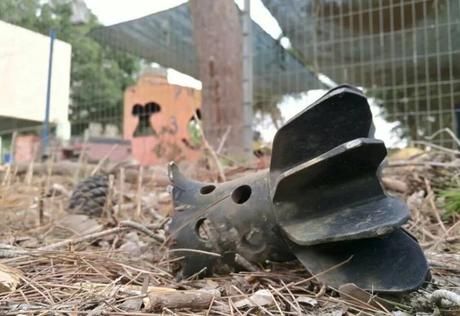 os restos de un proyectil de mortero disparado desde la Franja de Gaza (página de Shehab en Facebook, 28 de mayo de 2018)