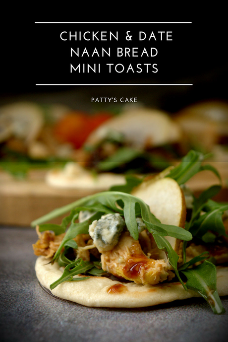 Mini tostas de pan naan con pollo y dátiles, el aperitivo perfecto Mini tostas de pan naan con pollo y dátiles, el aperitivo perfecto