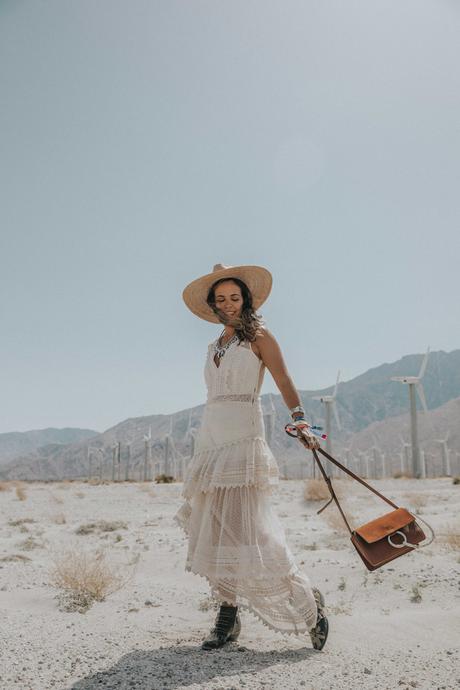 Lost in the Desert Collage Vintage at Coachella wearing a Long summer dress