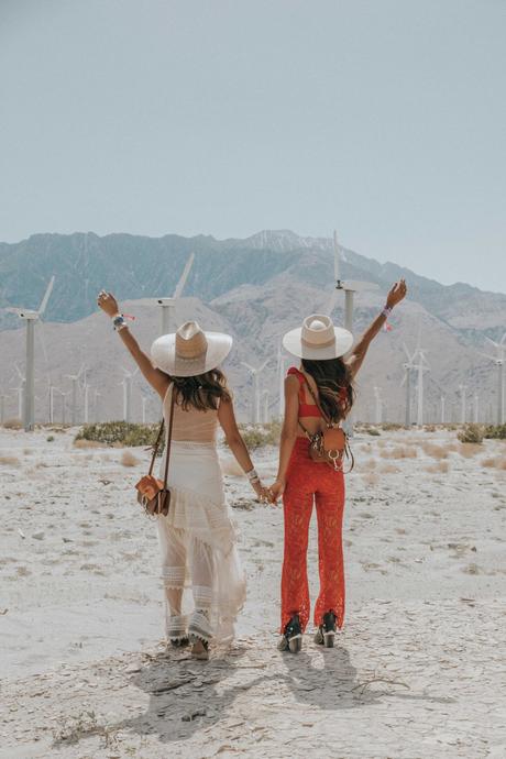 Lost in the Desert Collage Vintage at Coachella wearing a Long summer dress