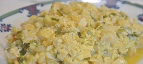 Huevos revueltos con bacalao