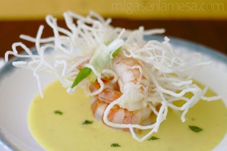 Sorta de gambas y sopa de maiz