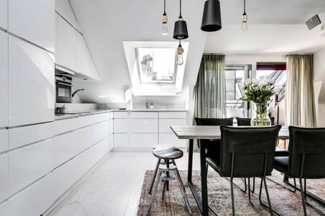 ventanas en el techo marmol blanco duplex pequeño diseño áticos dúplex decoración dúplex decoración blanco y negro   