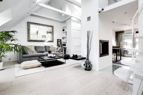 ventanas en el techo marmol blanco duplex pequeño diseño áticos dúplex decoración dúplex decoración blanco y negro   