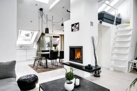 ventanas en el techo marmol blanco duplex pequeño diseño áticos dúplex decoración dúplex decoración blanco y negro   