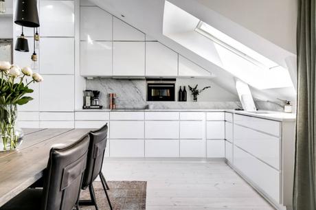 ventanas en el techo marmol blanco duplex pequeño diseño áticos dúplex decoración dúplex decoración blanco y negro   