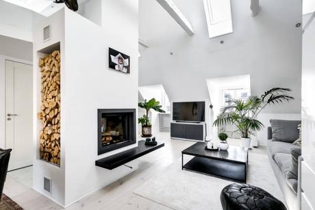 ventanas en el techo marmol blanco duplex pequeño diseño áticos dúplex decoración dúplex decoración blanco y negro   