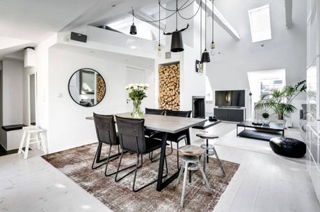 ventanas en el techo marmol blanco duplex pequeño diseño áticos dúplex decoración dúplex decoración blanco y negro   