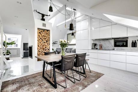 ventanas en el techo marmol blanco duplex pequeño diseño áticos dúplex decoración dúplex decoración blanco y negro   