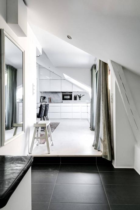 ventanas en el techo marmol blanco duplex pequeño diseño áticos dúplex decoración dúplex decoración blanco y negro   