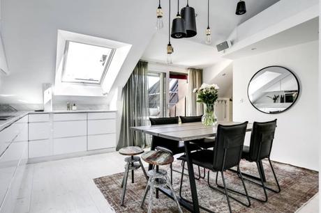 ventanas en el techo marmol blanco duplex pequeño diseño áticos dúplex decoración dúplex decoración blanco y negro   