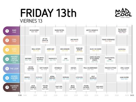 Mad Cool Festival 2018, Horarios