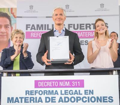 FIRMA GOBERNADOR LEY DE FAMILIAS FUERTES, REFORMA LEGAL QUE AGILIZA ADOPCIONES EN EL EDOMÉX