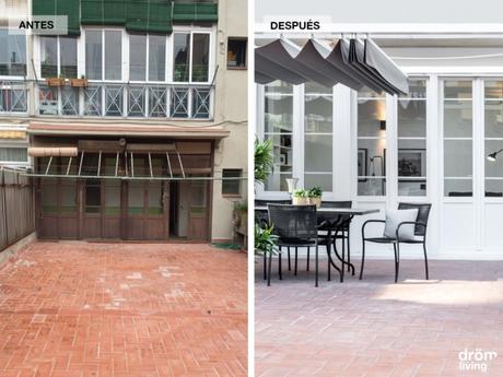 terraza primer piso moderna reforma piso barcelona piso reforma barcelona estilo nórdico estilo cálido diseño interiores diseño exteriores cuarto de baño morderno antes-después   