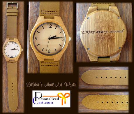 Reloj de madera de bambú de Personalized Cart.com