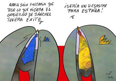 Cambio de tercio: M. Rajoy hace mutis por el foro; Pedro Sánchez aparece en la Moncloa.