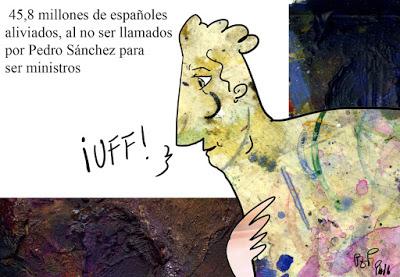 Cambio de tercio: M. Rajoy hace mutis por el foro; Pedro Sánchez aparece en la Moncloa.