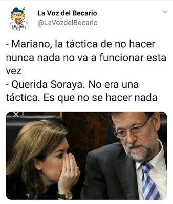 Cambio de tercio: M. Rajoy hace mutis por el foro; Pedro Sánchez aparece en la Moncloa.