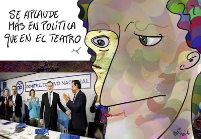 Cambio de tercio: M. Rajoy hace mutis por el foro; Pedro Sánchez aparece en la Moncloa.