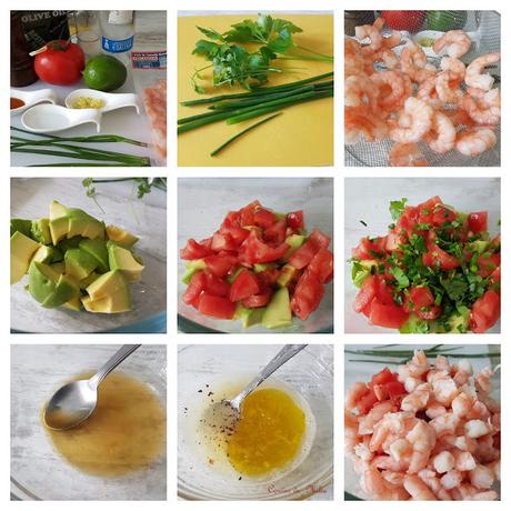 Vasitos de aguacate y langostinos Vasitos de aguacate y langostinos