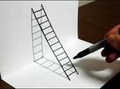 Como dibujar forma sencilla ilusión óptica escalera