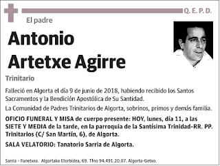 ANTONIO ARTETXE AGIRRE, Padre Trinitario QEPD