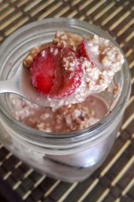 Avena con fresas y chocolate