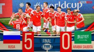 Rusia golea 5-0 a Arabia Saudí en partido inaugural del Mundial