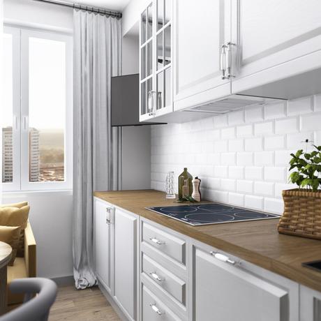 Proyecto 3d para un mini apartamento con dormitorio independiente