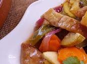 Lomo cerdo tiras salsa agridulce