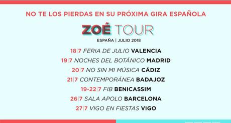 Conciertos de Zoé en España en 2018