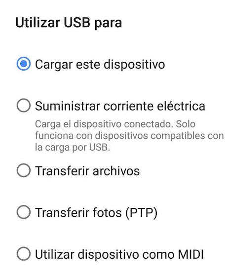 Opciones de conexión USB a un Pc conectar el móvil al pc