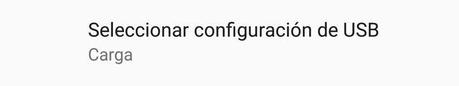 Seleccionar configuración USB en el móvil conectar el móvil al pc