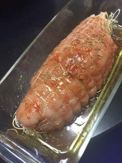 FIAMBRE DE PAVO CON PATATAS Y ESCALIVADA