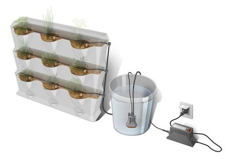 sistema modular plantas set macetas riego automático plantas balcón jardineria urbana jardín vertical diseño exteriores decoración exteriores city gardening accesorios jadín   