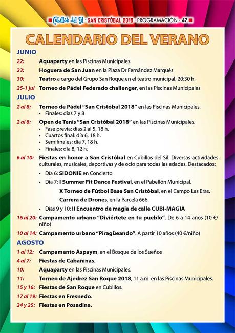 Fiestas de San Cristobal 2018 en Cubillos del Sil. Programación