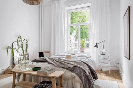 estilo escandinavo decoración dormitorio nórdico decoración de verano decoración colores suaves decoración colores neutros bambu madera clara   