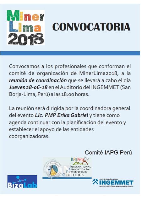 MinerLima2018: Reunión de coordinación de JUNIO en el INGEMMET