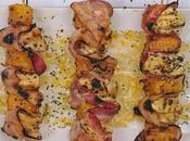 RECETA Brochetas pollo, bacon calabaza