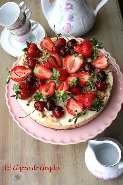 Tarta de queso y tres chocolates