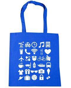 bolsa de tela con iconos básicos para viajar sin saber idiomas