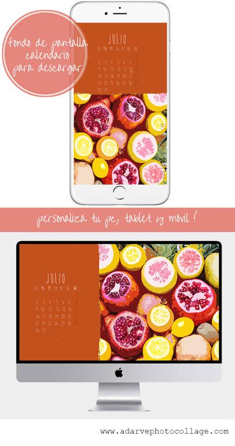 free july calendar wallpaper summer fruits and colors inspiration