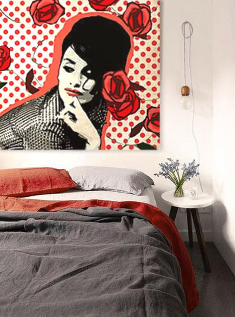 Ideas para decorar con cuadros estilo Pop Art unframed canvas, typical spanish woman portrait Pop Art style